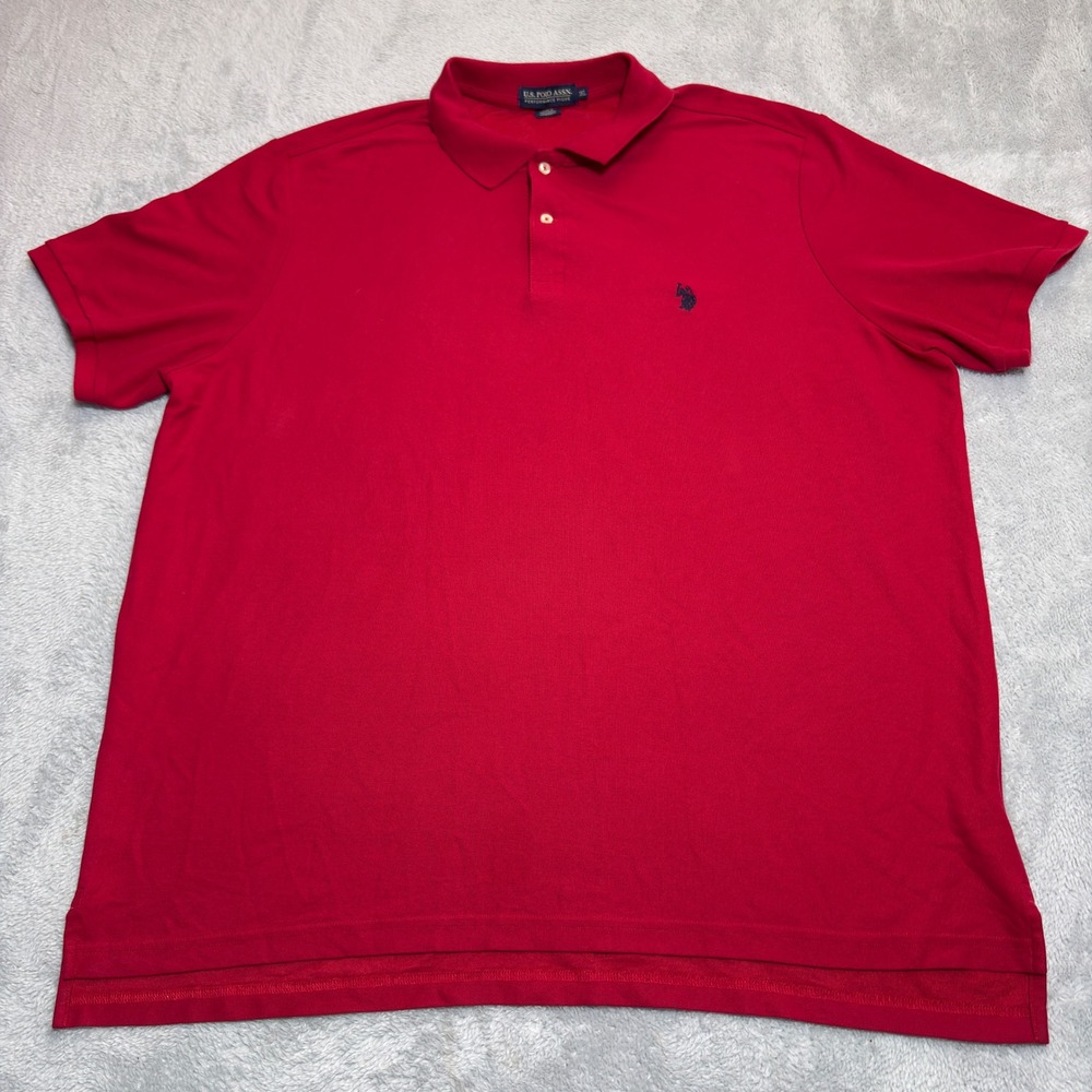 U.S. Polo Assn. Polo Shirt Mens 3XL Red Performance Pique Short Sleeve Logo